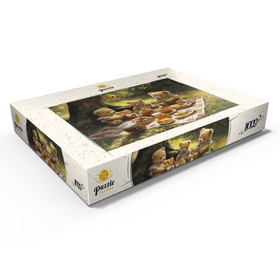 Alternative Darstellung des Puzzle-Motivs Entzückendes Teddybär-Picknick in einem sonnigen Wald – Puzzleteile: 1000