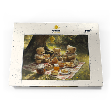 Darstellung des Puzzle Motivs Adorable Teddy Bear Picnic in a Sunny Forest 1000 Puzzle Schachtel Ansicht3