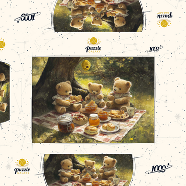 Darstellung des Puzzle Motivs Adorable Teddy Bear Picnic in a Sunny Forest 1000 Puzzle Schachtel 3D Modell