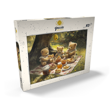 Darstellung des Puzzle Motivs Adorable Teddy Bear Picnic in a Sunny Forest 100 Puzzle Schachtel Ansicht2