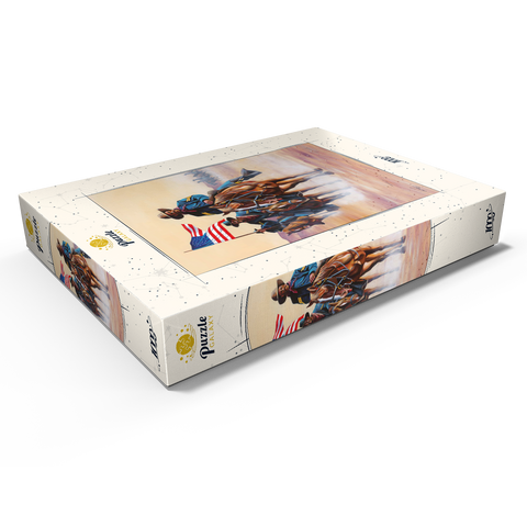 Darstellung des Puzzle Motivs Afroamerikanische Buffalo Soldiers auf einem Marsch durch die Wüste African American Buffalo Soldiers in Desert March 1000 Puzzle Schachtel Ansicht1