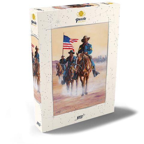 Darstellung des Puzzle Motivs Afroamerikanische Buffalo Soldiers auf einem Marsch durch die Wüste African American Buffalo Soldiers in Desert March 1000 Puzzle Schachtel Ansicht2