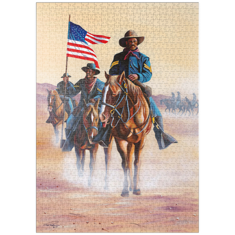 Darstellung des Puzzle Motivs Afroamerikanische Buffalo Soldiers auf einem Marsch durch die Wüste puzzleplate African American Buffalo Soldiers in Desert March 1000 Puzzle