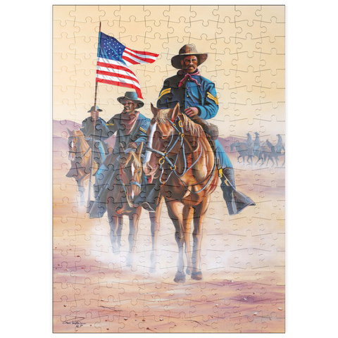 Darstellung des Puzzle Motivs Afroamerikanische Buffalo Soldiers auf einem Marsch durch die Wüste puzzleplate African American Buffalo Soldiers in Desert March 200 Puzzle