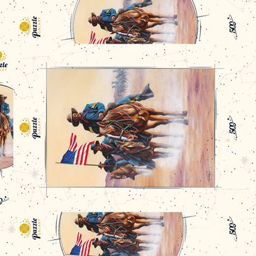 Darstellung des Puzzle Motivs African American Buffalo Soldiers in Desert March 500 Puzzle Schachtel 3D Modell