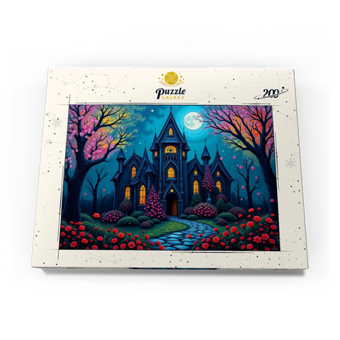 Darstellung des Puzzle Motivs Bezauberndes gotisches Herrenhaus bei Vollmond mit blühendem Garten Enchanting Gothic Mansion Under a Full Moon with Blooming Garden 200 Puzzle Schachtel Ansicht3
