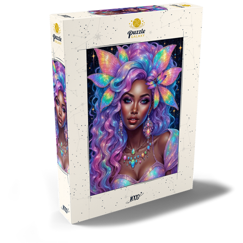 Darstellung des Puzzle Motivs Himmlische Göttin mit Regenbogenhaaren und kosmischem Schmuck Celestial Goddess with Rainbow Hair and Cosmic Jewelry 1000 Puzzle Schachtel Ansicht2