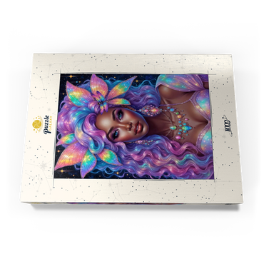 Darstellung des Puzzle Motivs Celestial Goddess with Rainbow Hair and Cosmic Jewelry 1000 Puzzle Schachtel Ansicht3