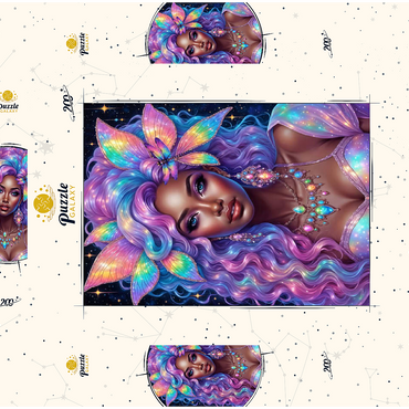 Darstellung des Puzzle Motivs Celestial Goddess with Rainbow Hair and Cosmic Jewelry 200 Puzzle Schachtel 3D Modell
