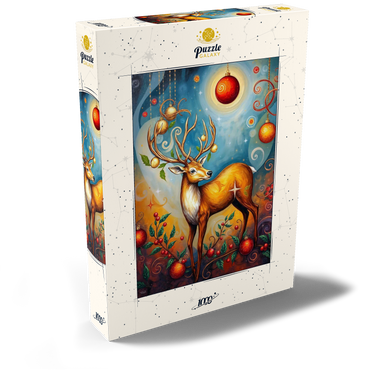 Darstellung des Puzzle Motivs Festive Christmas Deer with Ornaments and Holly 1000 Puzzle Schachtel Ansicht2