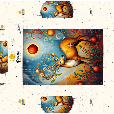 Darstellung des Puzzle Motivs Festive Christmas Deer with Ornaments and Holly 200 Puzzle Schachtel 3D Modell