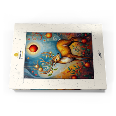 Darstellung des Puzzle Motivs Festive Christmas Deer with Ornaments and Holly 500 Puzzle Schachtel Ansicht3