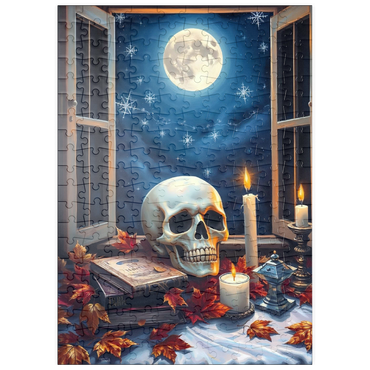 Darstellung des Puzzle Motivs puzzleplate Mystical Still Life with Skull, Candles, and Full Moon 200 Puzzle