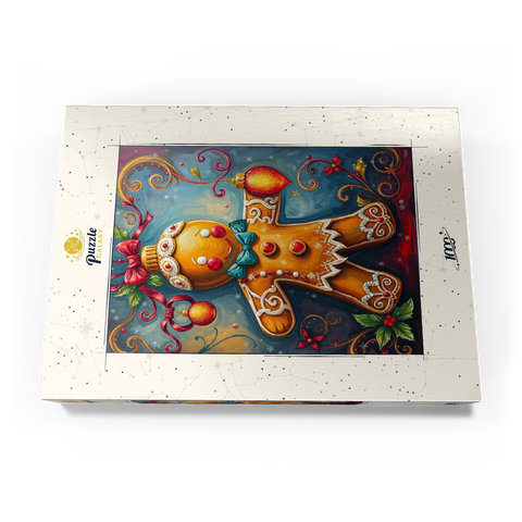 Darstellung des Puzzle Motivs Festliche Lebkuchen-Verzierung mit Weihnachtsdekor Festive Gingerbread Ornament with Holiday Decor 1000 Puzzle Schachtel Ansicht3