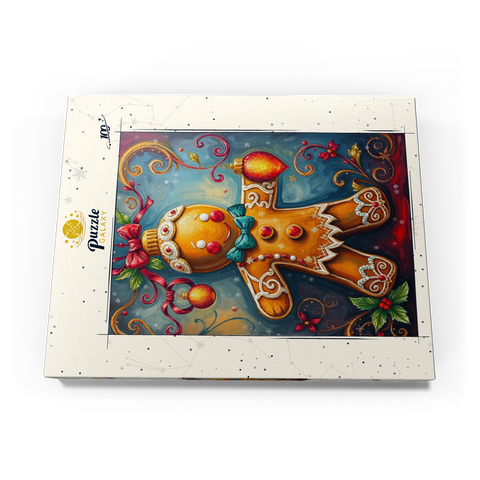 Darstellung des Puzzle Motivs Festliche Lebkuchen-Verzierung mit Weihnachtsdekor Festive Gingerbread Ornament with Holiday Decor 100 Puzzle Schachtel Ansicht3