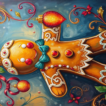 Darstellung des Puzzle Motivs Festive Gingerbread Ornament with Holiday Decor 100 Puzzle 3D Modell