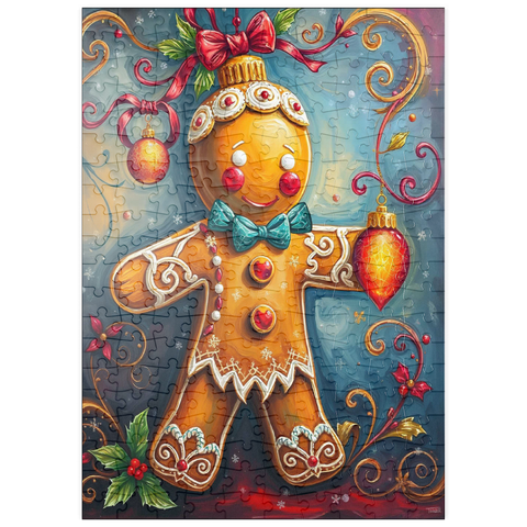 Darstellung des Puzzle Motivs Festliche Lebkuchen-Verzierung mit Weihnachtsdekor puzzleplate Festive Gingerbread Ornament with Holiday Decor 200 Puzzle