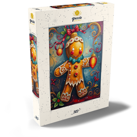 Darstellung des Puzzle Motivs Festliche Lebkuchen-Verzierung mit Weihnachtsdekor Festive Gingerbread Ornament with Holiday Decor 500 Puzzle Schachtel Ansicht2