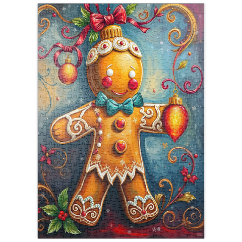 Darstellung des Puzzle Motivs Festliche Lebkuchen-Verzierung mit Weihnachtsdekor puzzleplate Festive Gingerbread Ornament with Holiday Decor 500 Puzzle