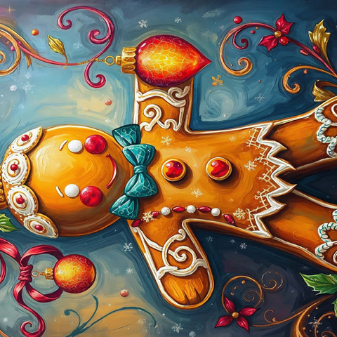 Darstellung des Puzzle Motivs Festliche Lebkuchen-Verzierung mit Weihnachtsdekor Festive Gingerbread Ornament with Holiday Decor 500 Puzzle 3D Modell