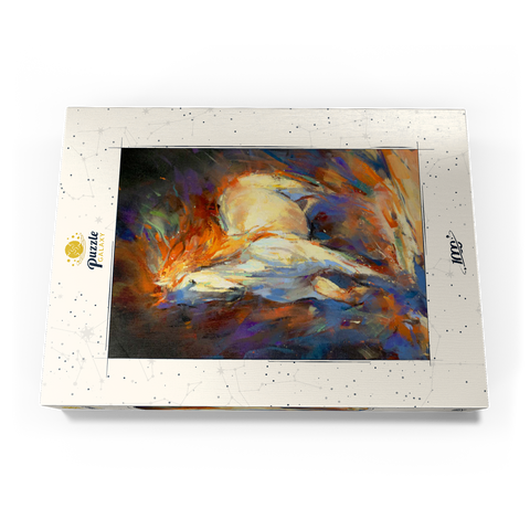 Darstellung des Puzzle Motivs Feuriger weißer Hengst in Bewegung Fiery White Stallion in Motion 1000 Puzzle Schachtel Ansicht3