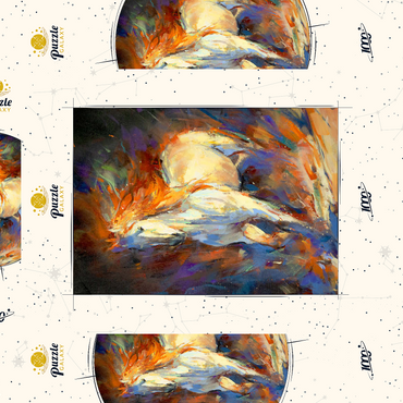 Darstellung des Puzzle Motivs Fiery White Stallion in Motion 1000 Puzzle Schachtel 3D Modell