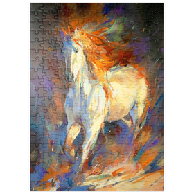 Darstellung des Puzzle Motivs Feuriger weißer Hengst in Bewegung - Puzzleteile: 200