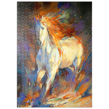 Darstellung des Puzzle Motivs puzzleplate Fiery White Stallion in Motion 500 Puzzle