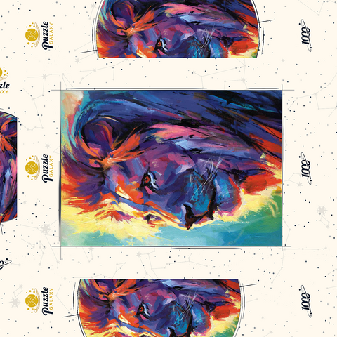 Darstellung des Puzzle Motivs Lebhaftes Porträt eines majestätischen Löwen Vibrant Portrait of a Majestic Lion 1000 Puzzle Schachtel 3D Modell