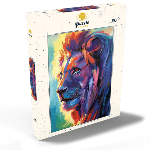 Darstellung des Puzzle Motivs Lebhaftes Porträt eines majestätischen Löwen Vibrant Portrait of a Majestic Lion 100 Puzzle Schachtel Ansicht2