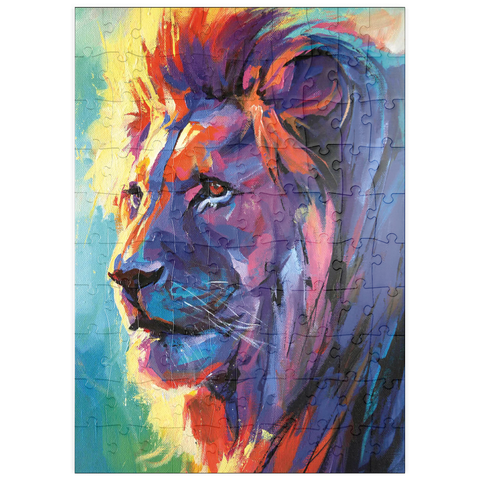 Darstellung des Puzzle Motivs Lebhaftes Porträt eines majestätischen Löwen puzzleplate Vibrant Portrait of a Majestic Lion 100 Puzzle