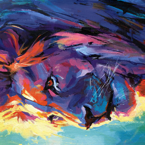 Darstellung des Puzzle Motivs Lebhaftes Porträt eines majestätischen Löwen Vibrant Portrait of a Majestic Lion 100 Puzzle 3D Modell