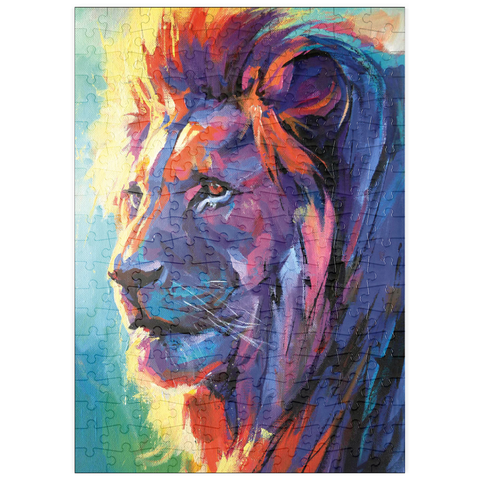 Darstellung des Puzzle Motivs Lebhaftes Porträt eines majestätischen Löwen puzzleplate Vibrant Portrait of a Majestic Lion 200 Puzzle