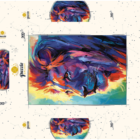 Darstellung des Puzzle Motivs Lebhaftes Porträt eines majestätischen Löwen Vibrant Portrait of a Majestic Lion 200 Puzzle Schachtel 3D Modell