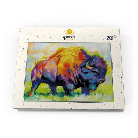 Darstellung des Puzzle Motivs Farbenfroher amerikanischer Bison im abstrakten Stil Colorful American Bison in Abstract Style 200 Puzzle Schachtel Ansicht3