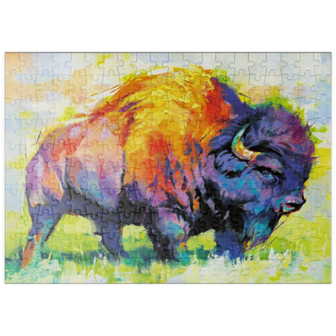 Darstellung des Puzzle Motivs puzzleplate Colorful American Bison in Abstract Style 200 Puzzle