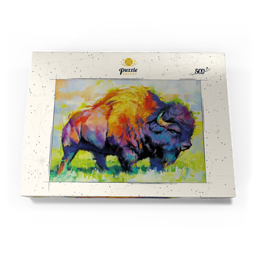 Darstellung des Puzzle Motivs Colorful American Bison in Abstract Style 500 Puzzle Schachtel Ansicht3