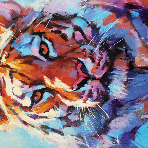 Darstellung des Puzzle Motivs Lebhaftes expressionistisches Porträt eines Bengalischen Tigers Vibrant Bengal Tiger Expressionist Portrait 1000 Puzzle 3D Modell