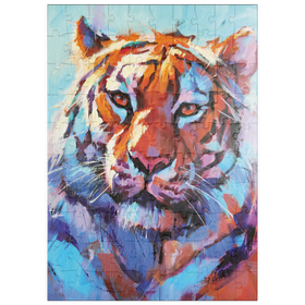 Darstellung des Puzzle Motivs Lebhaftes expressionistisches Porträt eines Bengalischen Tigers - Puzzleteile: 100