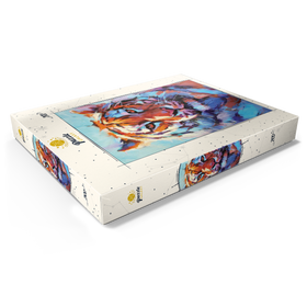 Darstellung des Puzzle Motivs Lebhaftes expressionistisches Porträt eines Bengalischen Tigers - Puzzleteile: 200