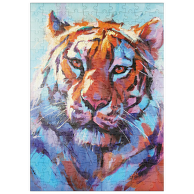 Darstellung des Puzzle Motivs Lebhaftes expressionistisches Porträt eines Bengalischen Tigers - Puzzleteile: 200