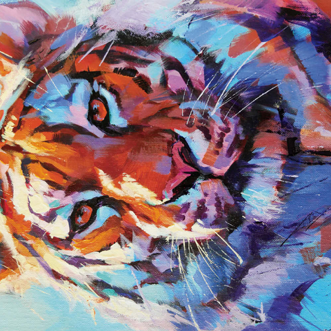 Darstellung des Puzzle Motivs Lebhaftes expressionistisches Porträt eines Bengalischen Tigers Vibrant Bengal Tiger Expressionist Portrait 200 Puzzle 3D Modell