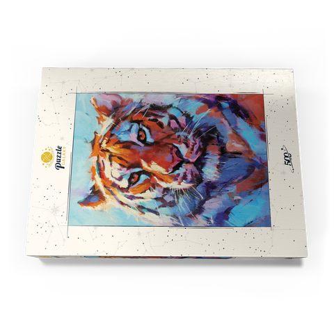 Darstellung des Puzzle Motivs Lebhaftes expressionistisches Porträt eines Bengalischen Tigers Vibrant Bengal Tiger Expressionist Portrait 500 Puzzle Schachtel Ansicht3