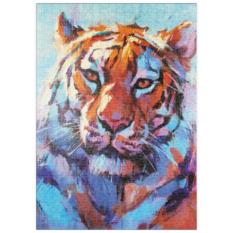 Darstellung des Puzzle Motivs Lebhaftes expressionistisches Porträt eines Bengalischen Tigers puzzleplate Vibrant Bengal Tiger Expressionist Portrait 500 Puzzle
