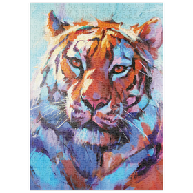 Darstellung des Puzzle Motivs Lebhaftes expressionistisches Porträt eines Bengalischen Tigers - Puzzleteile: 500