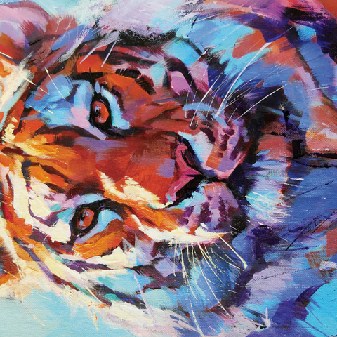 Darstellung des Puzzle Motivs Lebhaftes expressionistisches Porträt eines Bengalischen Tigers Vibrant Bengal Tiger Expressionist Portrait 500 Puzzle 3D Modell