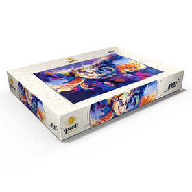 Alternative Darstellung des Puzzle-Motivs Bunte Virginia-Uhu im Flug – Puzzleteile: 1000