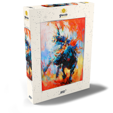 Darstellung des Puzzle Motivs Rodeo-Bull-Reiter in lebhafter Bewegung Rodeo Bull Rider in Vivid Motion 1000 Puzzle Schachtel Ansicht2