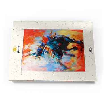 Darstellung des Puzzle Motivs Rodeo Bull Rider in Vivid Motion 1000 Puzzle Schachtel Ansicht3