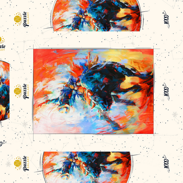 Darstellung des Puzzle Motivs Rodeo Bull Rider in Vivid Motion 1000 Puzzle Schachtel 3D Modell
